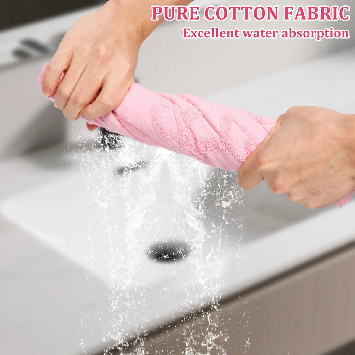 serviettes bain coton embossées rose moderne haute absorption 75x35cm set pièces