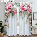 rideaux imprimés floral pivoines rose blanc modernes deux pièces polyester