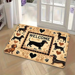 tapis sol moderne résistant rides extérieur imprimé chiens coeurs floraux beige noir marron gris