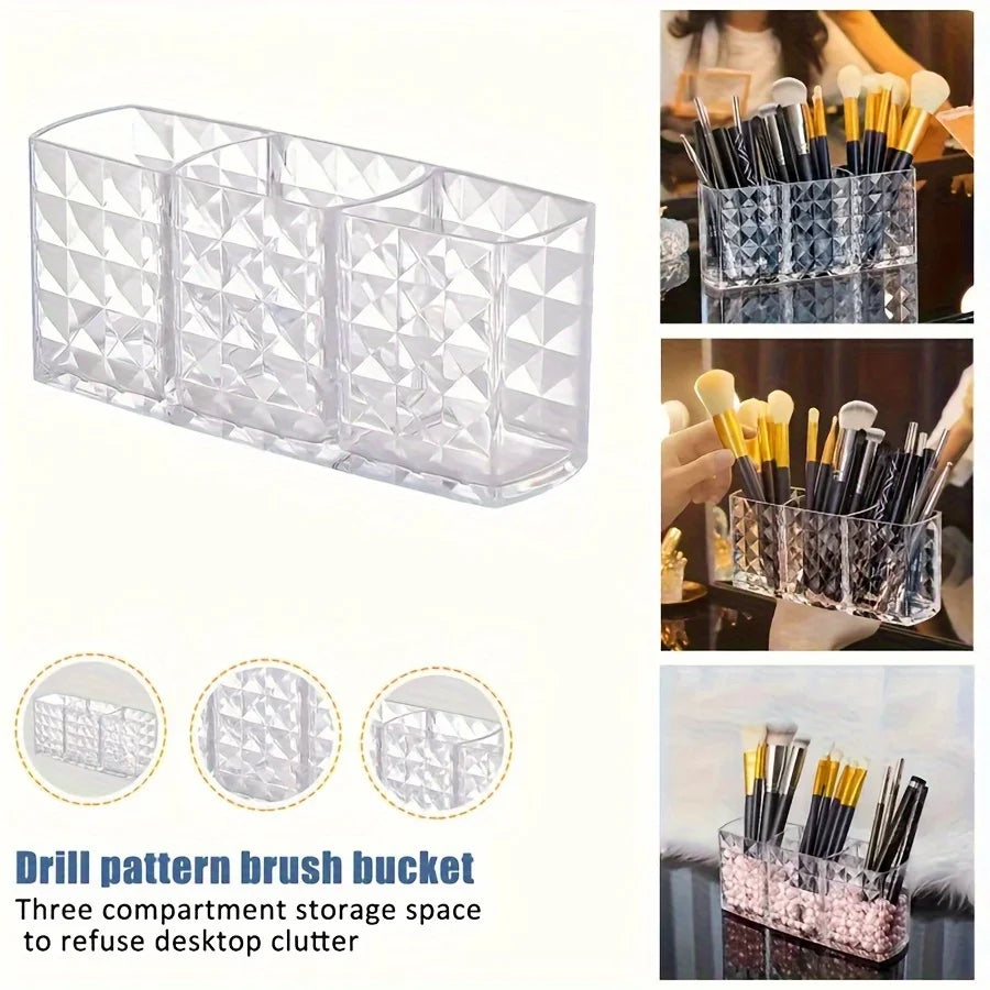 organisateur pinceaux maquillage transparent moderne diamanté pinceaux crayons rouges lèvres palette crème parfum miroirDecoration