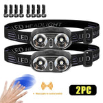 lampe frontale led rechargeable usb camping pêche urgence haute luminosité noir modulaire fonctionnelle