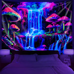 tapisserie fantaisie paysage violet bleu vert rose cascades plantes modernes chambre salon