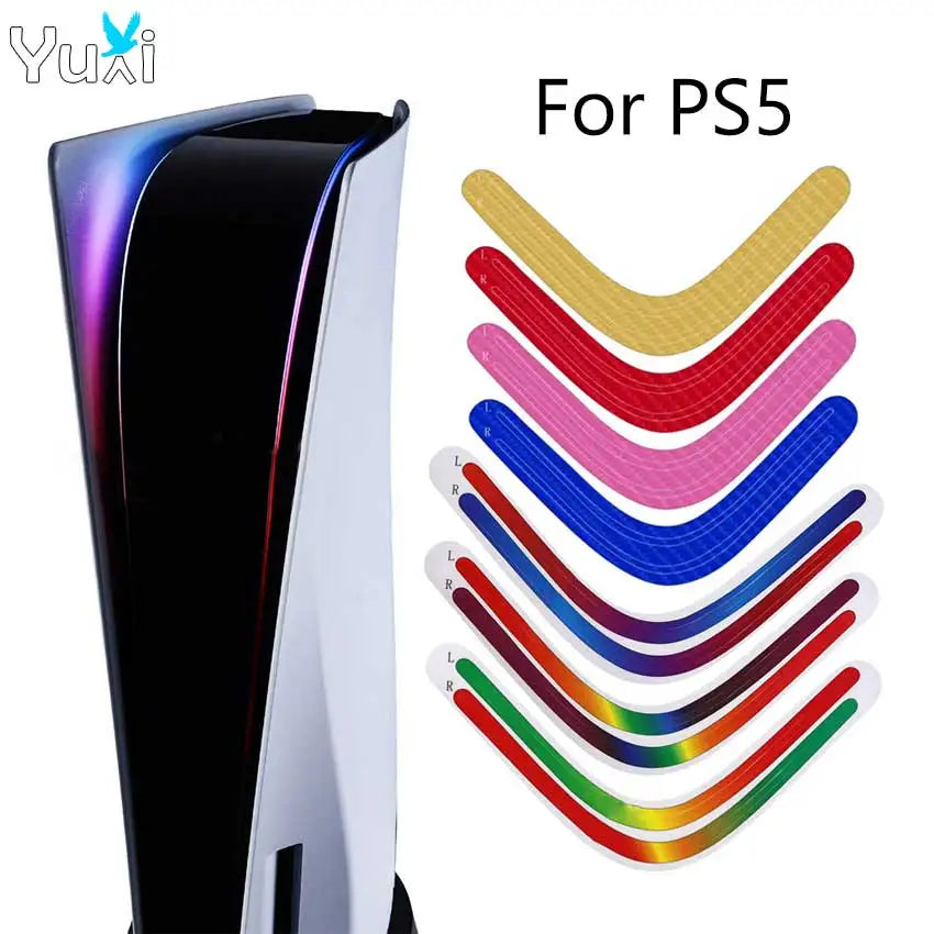 cache lumière ps5 adhésif or rouge rose bleu rayures colorées moderne plastique