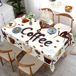 nappe rectangulaire moderne blanche grains tasse lettering polyester événements table décorationversible