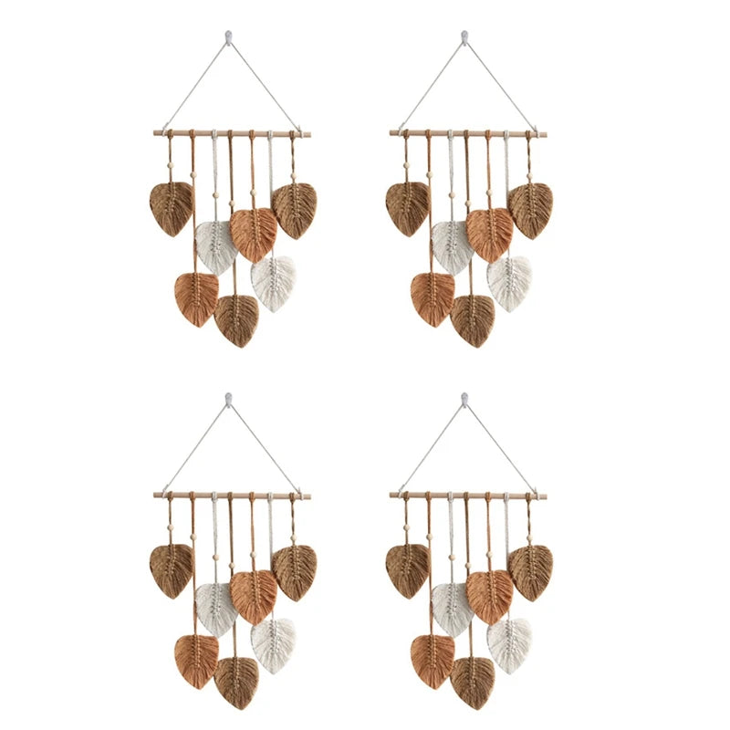 mobile mural boho chic feuilles artificielles marron clair beige blanc