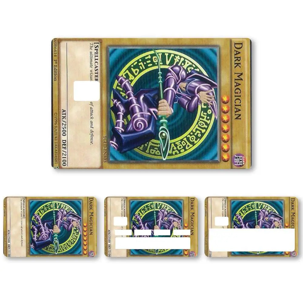 autocollants cartes crédit multicolores dessin animé illustrations fantastiques adhésifs protection cartes jeu set collection