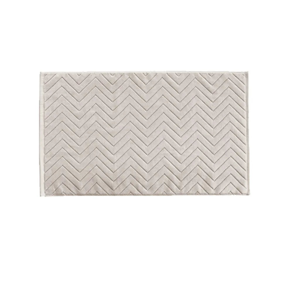 tapis bain coton antidérapant zigzag gris blanc vert moderne 40x60cm