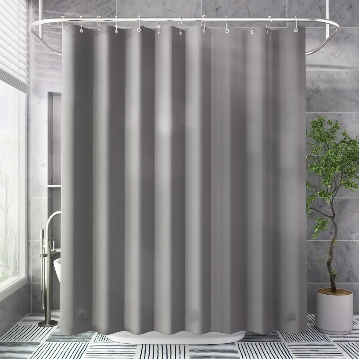 rideau douche gris moderne aimants lestés tapis douche imperméable baignoire 120x180cm 120x200cm anneaux métalliques