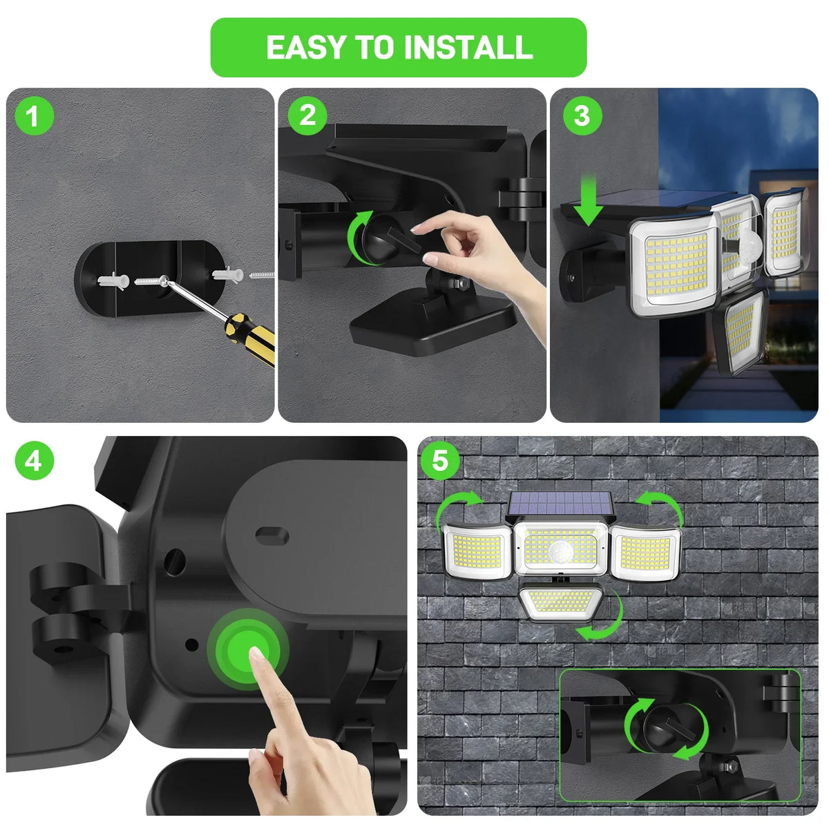 lampes solaires extérieures ip65 détecteur mouvement télécommande autonome noir blanc moderne