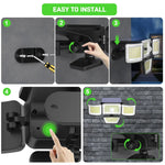 lampes solaires extérieures ip65 détecteur mouvement télécommande autonome noir blanc moderne
