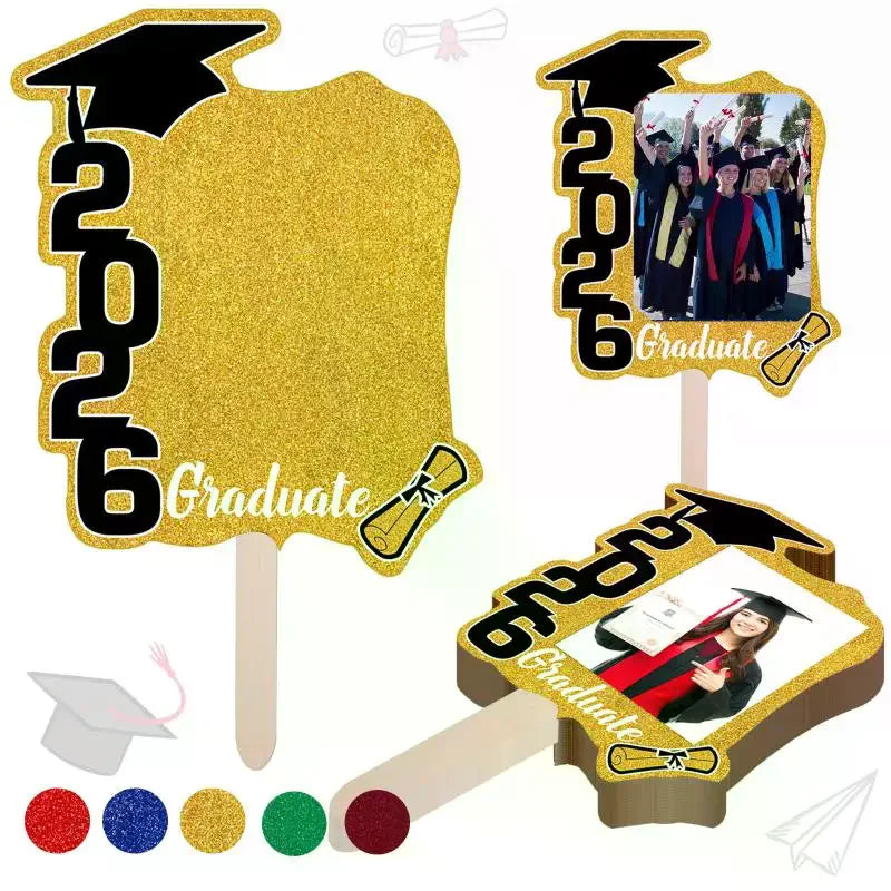 décorations fête graduation fanions pailletés numéros 2026 glue dots pic fixations photos incluses