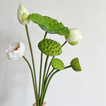 Décoration maison bouquet artificiel fleurs lotus vert blanc rose naturelextérieurintérieur
