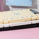 porte dossiers a4 moderne bleu clair vert rose jaune violet clips métalliques points blancs