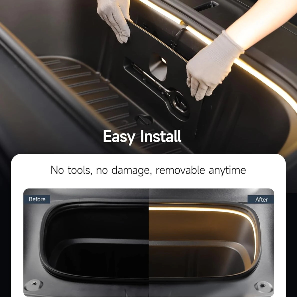 éclairage led coffre voiture noir doré clips modernes ambiant 3000k ip67