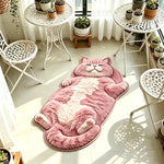 tapis rose clair chat doux pelucheux moderne salon chambre décoration polaire polyester