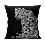 taies d'oreiller imprimées léopard noires respectueuses environnement adhésives modernes maison qualité polyester coton