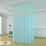 rideau séparation médical tissu plissé bleu vert rose jaune blanc opacité transparente tringle métal