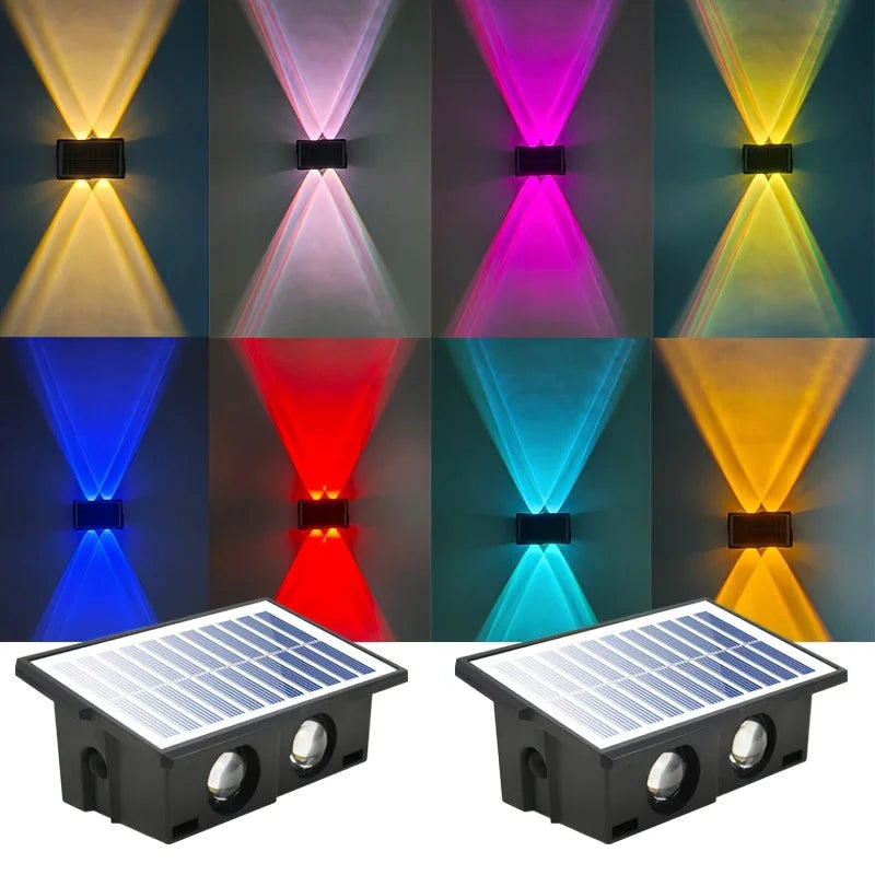lampe solaire murale rgb 8led noir contemporaine panneau solaire intégré jardin balcon