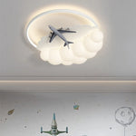 lustres led modernes nuages avions chambre enfants blanc jaune bleu gris