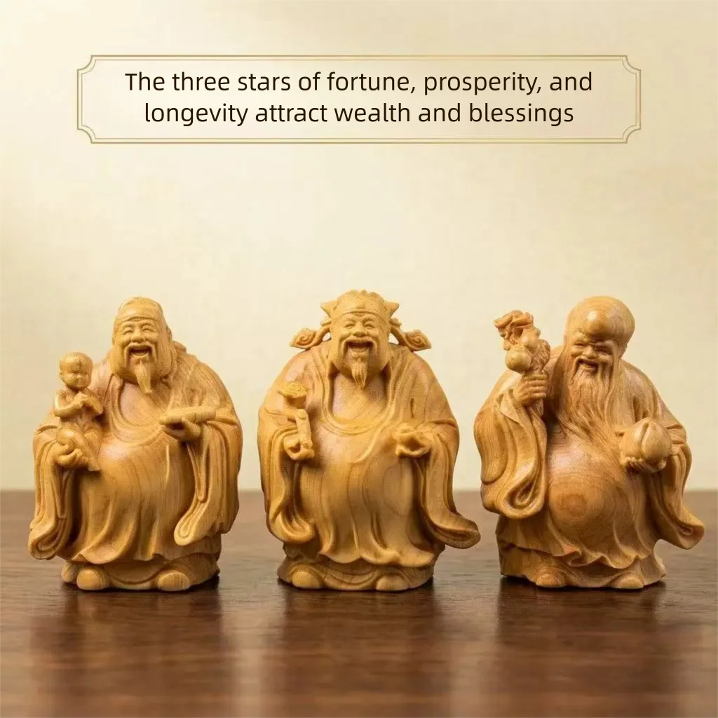 statues sculptées bois naturel artisanal traditionnel trois pièces bébé motifs floraux géométriques maison chambre