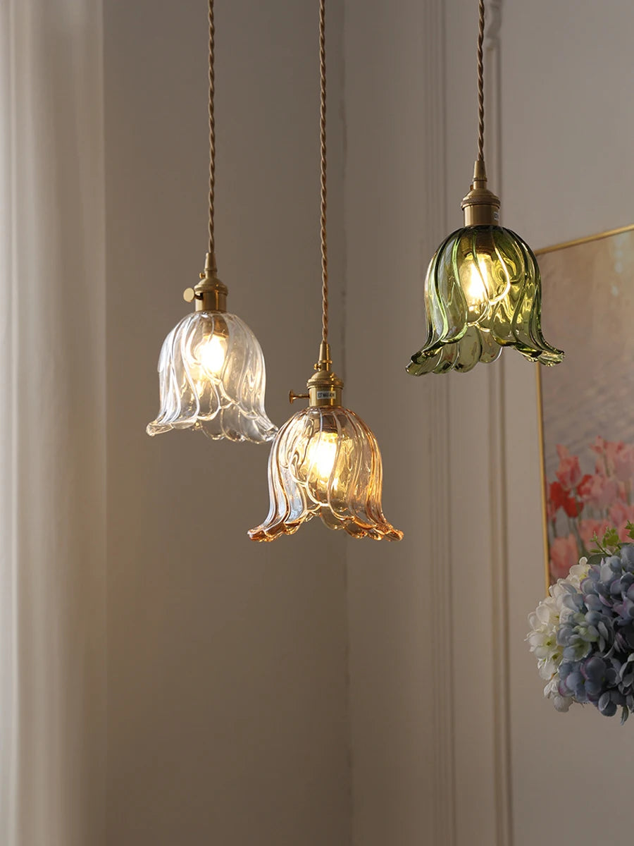 suspension lumineuse vintage transparente relief doré éclairage rétro chambre salon