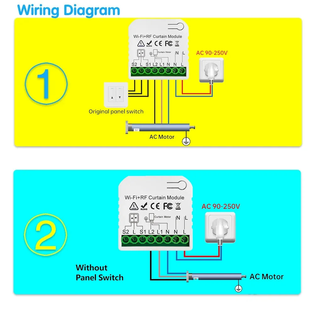 module rideau motorisé wifi rf blanc moderne batterie incluse télécommande 433mhz