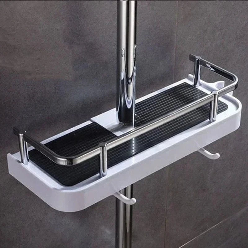 étagère douche moderne réutilisable plastique abs blanc noir texture grille clips barre douche éléments