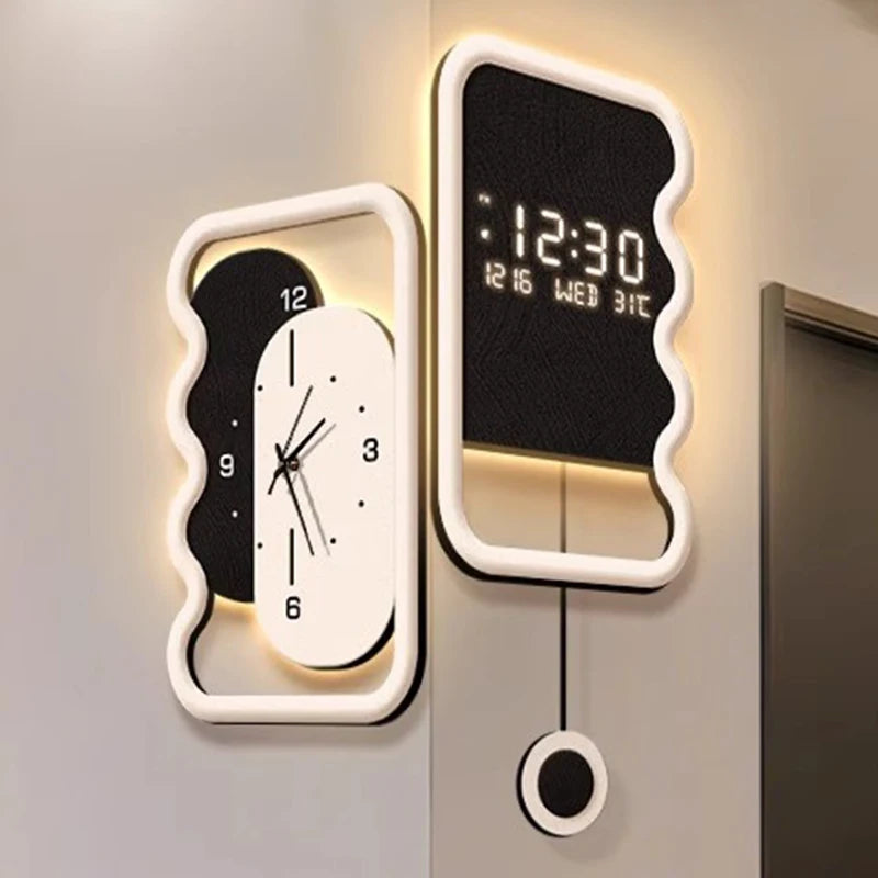 horloge murale moderne minimaliste noir blanc vert olive cadran analogique numérique transparent opaque