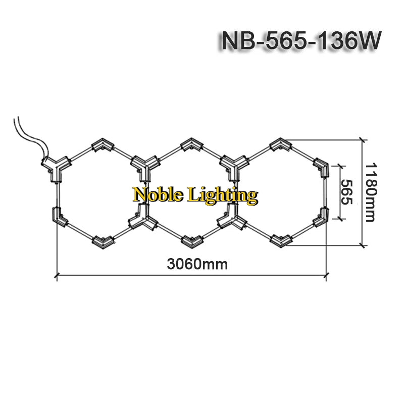 ruban led blanc hexagonal moderne adhésif 565mm 6500k 2000lm 50000h