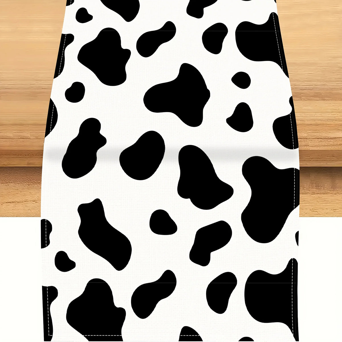nappe lin imprimée vache noire blanche rustique décoration table moderne chambre