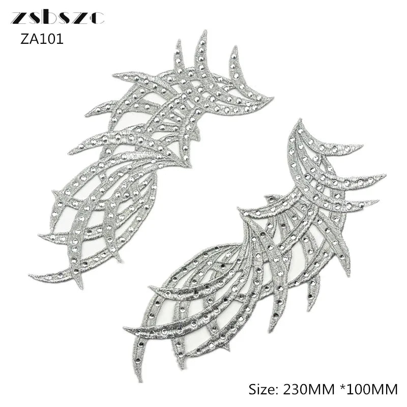 accessoires baroques élégants appliques décoratives argentées dentelles strass polyester écologiques solubles eau floral ornements
