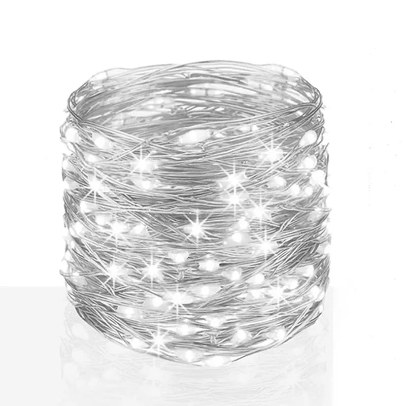guirlande lumineuse fil cuivre led blanc doré modes batterie usb moderne décorationextérieurintérieur 100led