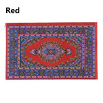 tapis traditionnel orné franges rose rouge bleu doré ciel bleu classique 10x17cm