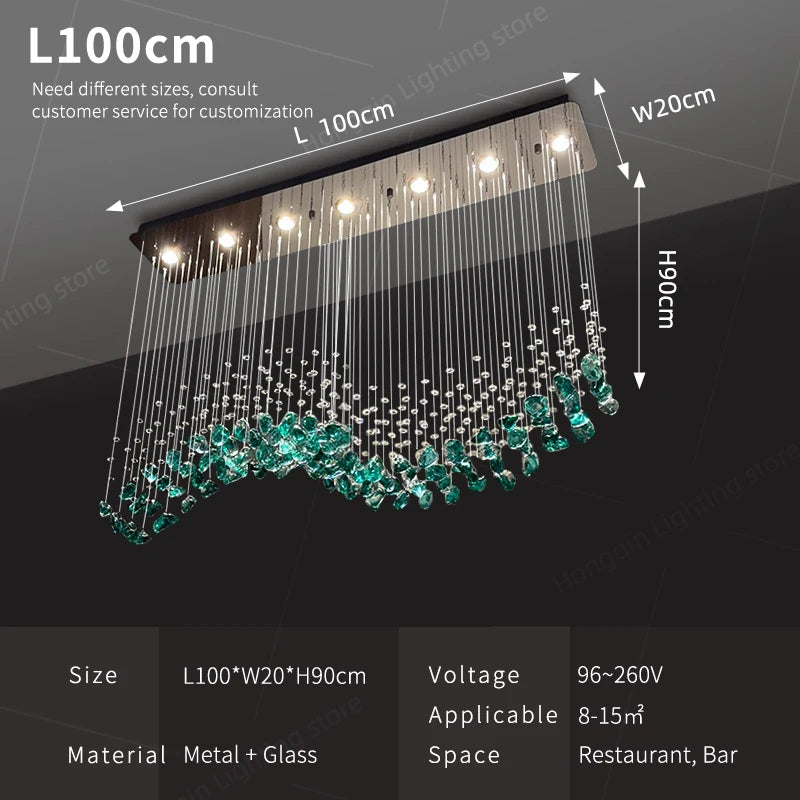 suspension lumineuse moderne cristaux transparents élégantes led 90v 249lm salon restaurant
