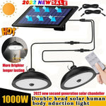 lampe solaire deux têtes noire moderne ip65 led étanche télécommande suspension extérieure