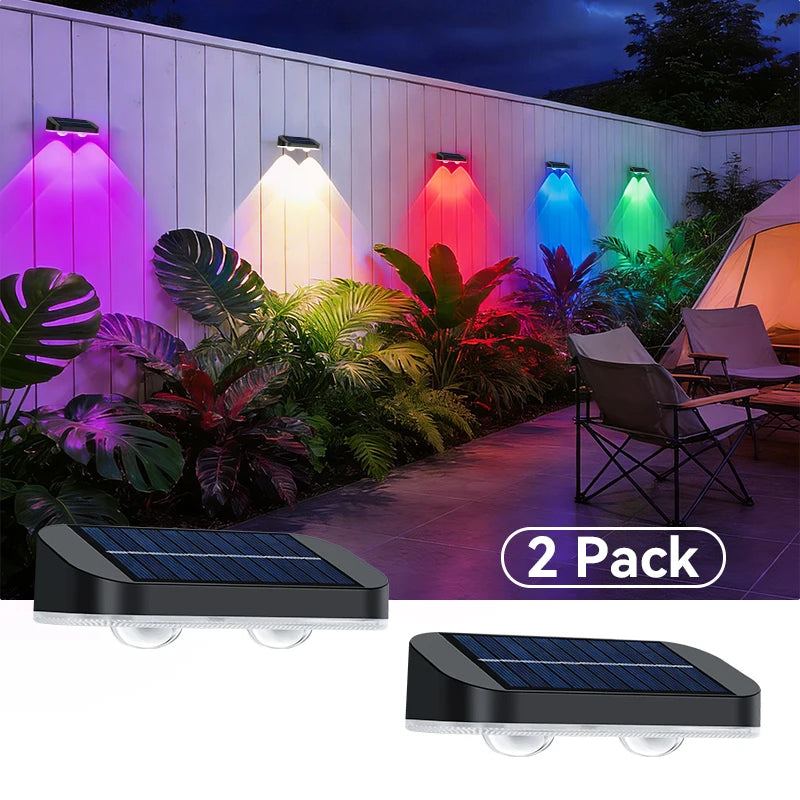 lampes solaires extérieures led rgb clôture jardin autoinstallation bouton poussoir