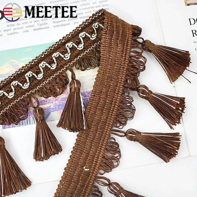 ruban pompons violet marron doré décoration mariage tissu polyester franges élégant accessoire broderie tassel