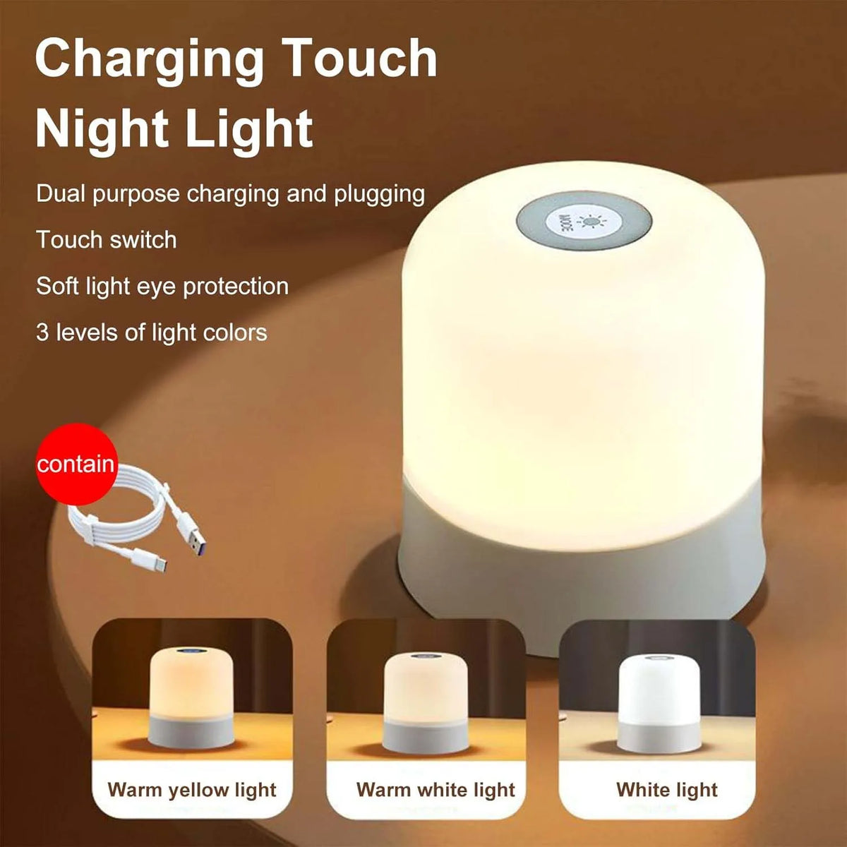 lampe chevet rechargeable tactile blanc gris moderne minimaliste
