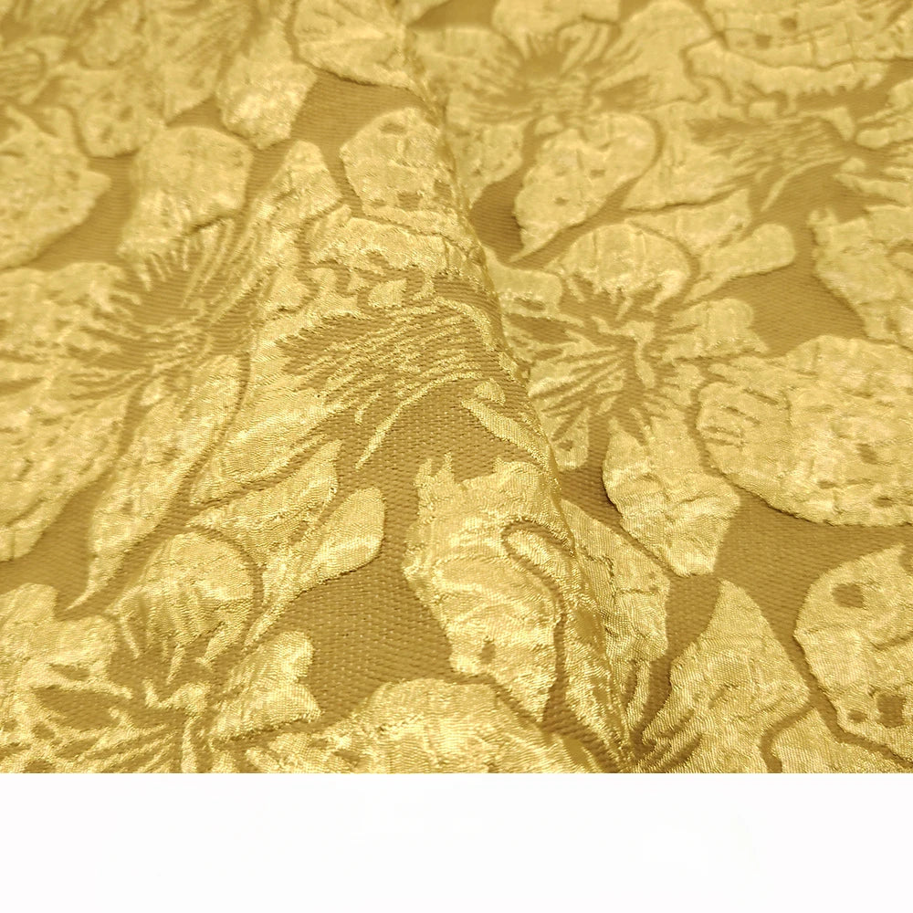 tissu polyester brocart fleurs relief rose clair beige gris rouge jaune doré opacité Jacquard