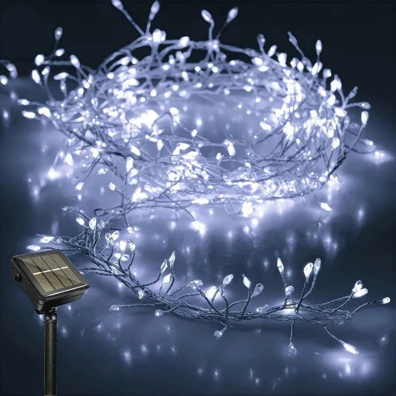 guirlande lumineuse solaire filaments feuilles blanc chaud multicolore moderne décoratifextérieur mariage noël festif