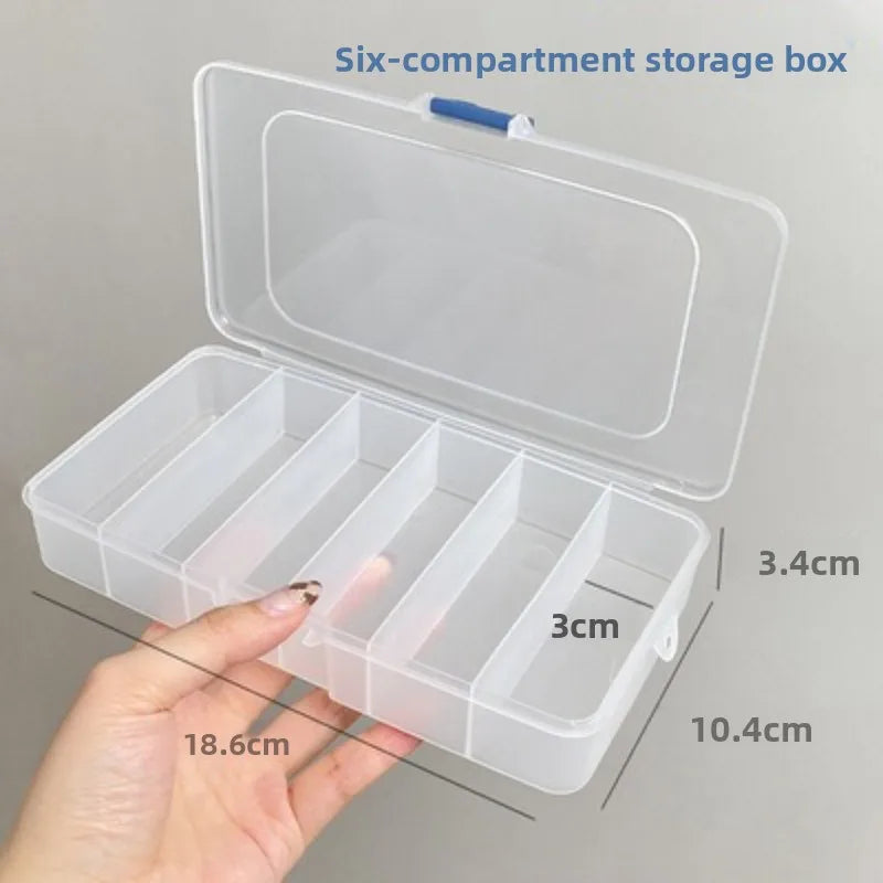 boîtes rangement transparentes compartimentées poignée organisation pinceaux maquillage coton tige clips cheveux modernes pratiques