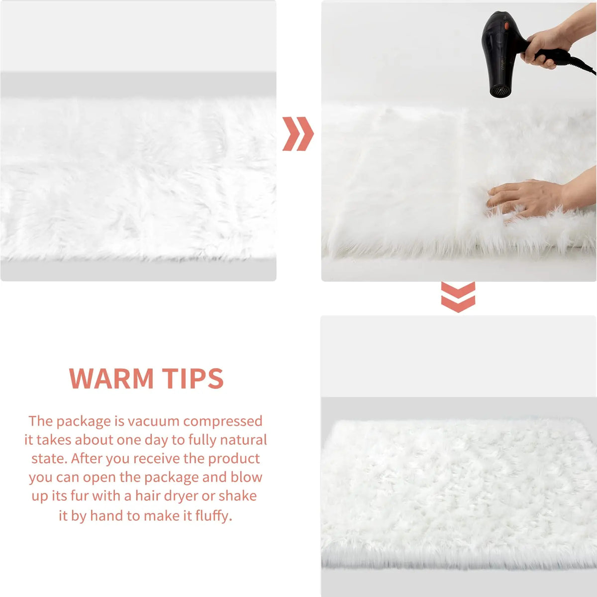 tapis moderne fourrure synthétique douce ovale blanc noir salon chambre