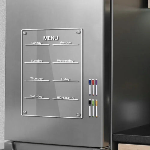 Calendrier magnétique transparent pour frigo avec stylos effaçables