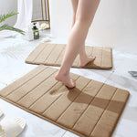 ensemble tapis bain chenille doux absorbant secage rapide motif rayures salle bain