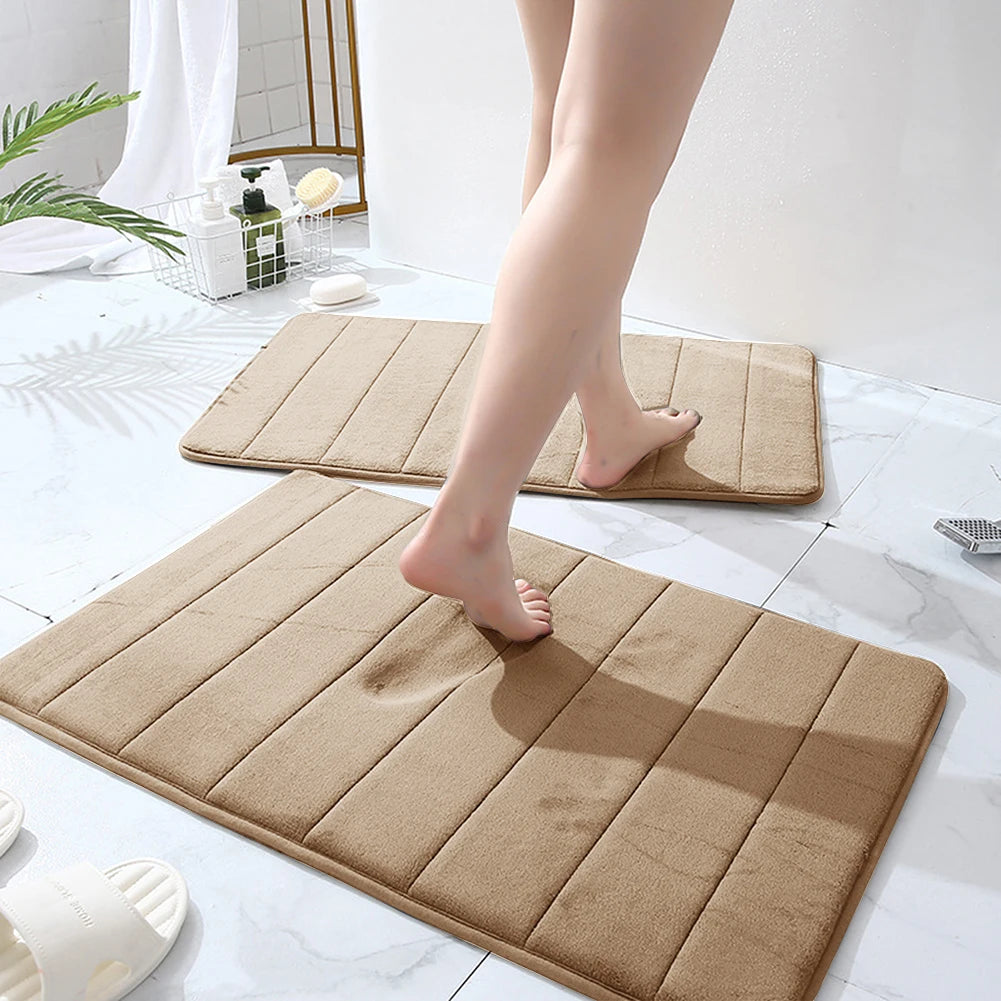 ensemble tapis bain chenille doux absorbant secage rapide motif rayures salle bain