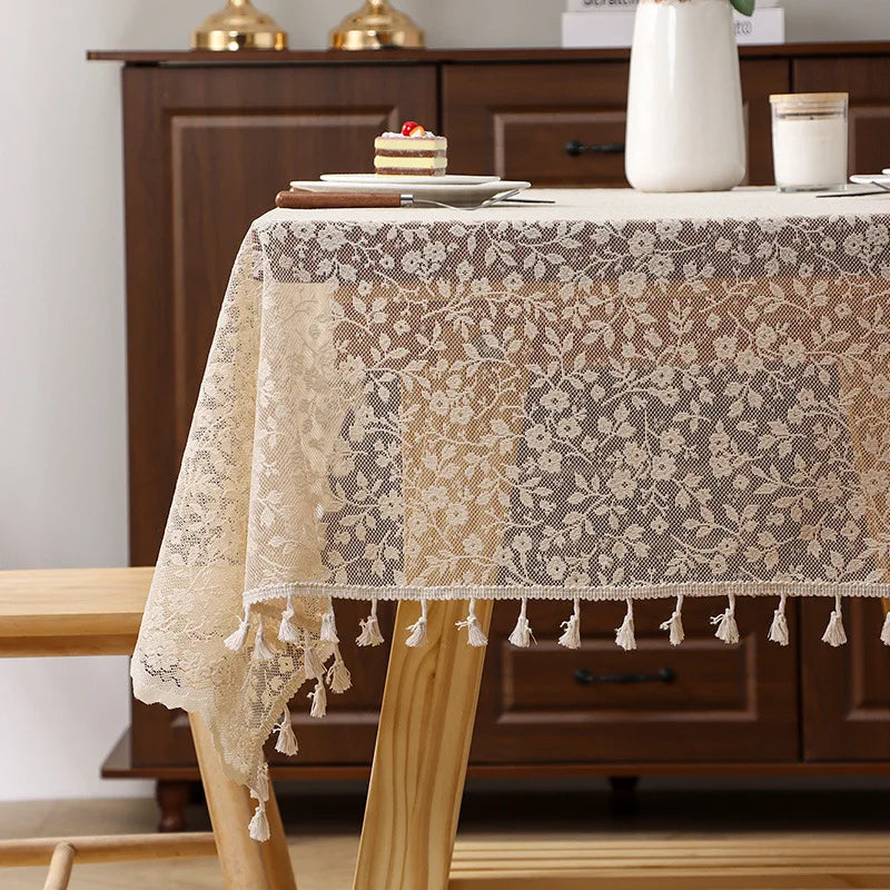 nappe table dentelle floral beige romantique réutilisable hiver printemps été mariage festivehôtel