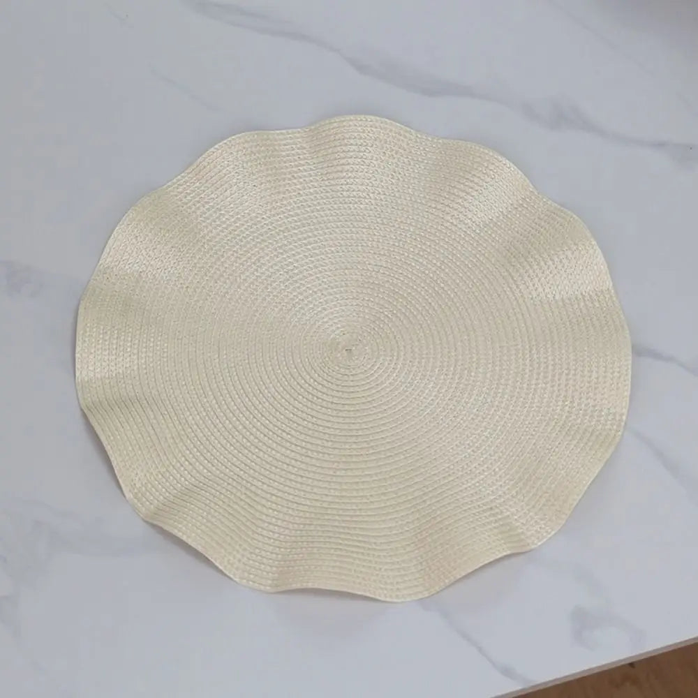 serviettes table tissées vert olive moderne beige clair motifs concentriques minimaliste respectueux environnement
