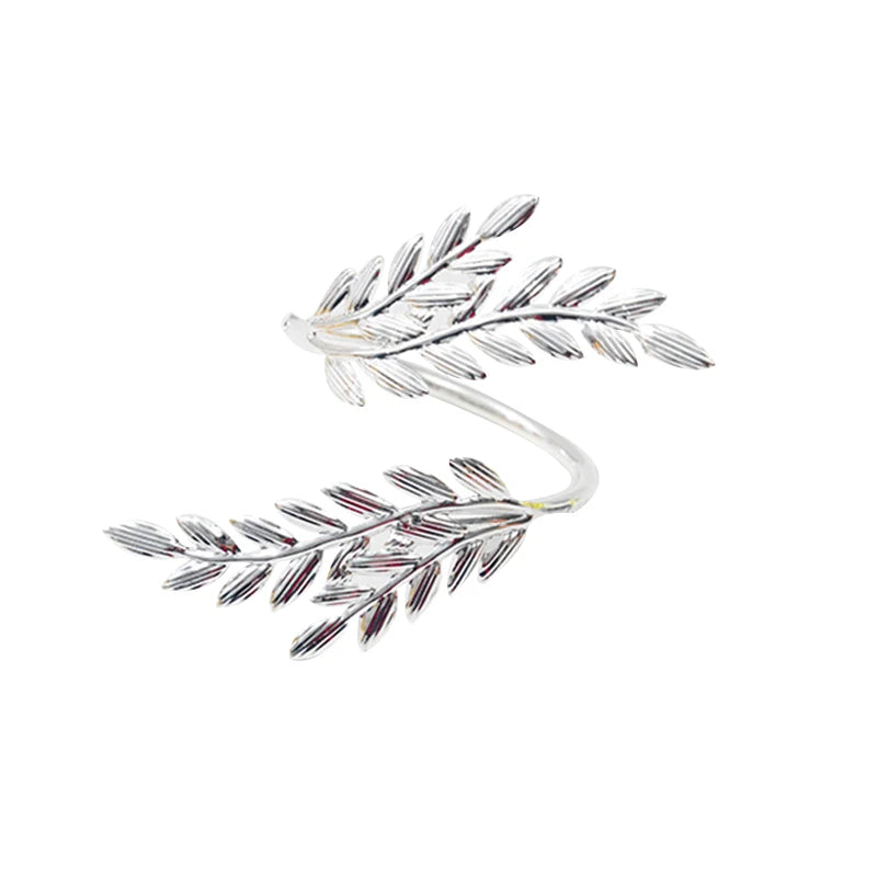 boucles serviette or argent feuilles stylisées anneau décoration table classique set festifs