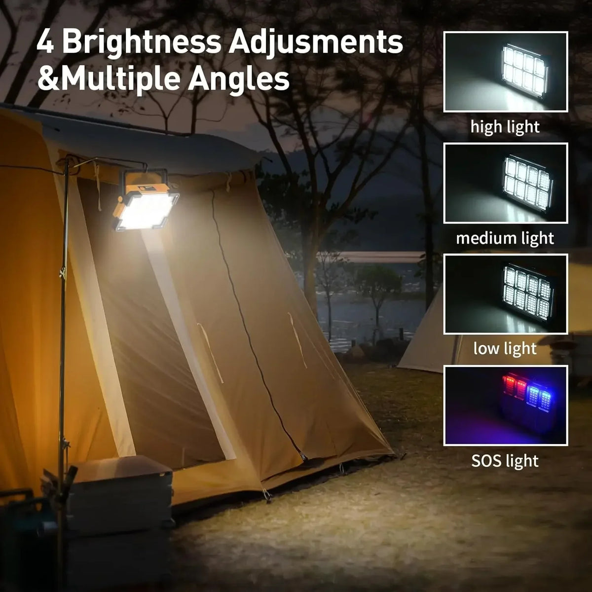 lampe travail solaire rechargeable led orange robuste poignée ajustable camping