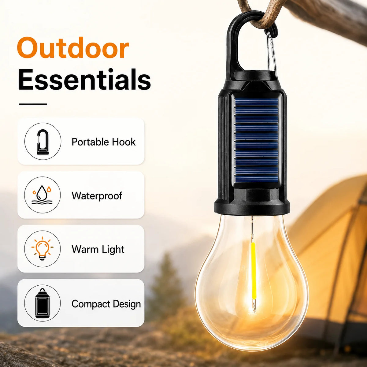 lampe solaire rechargeable usb transparent vintage camping barbecueextérieur portable étanche filtre auto